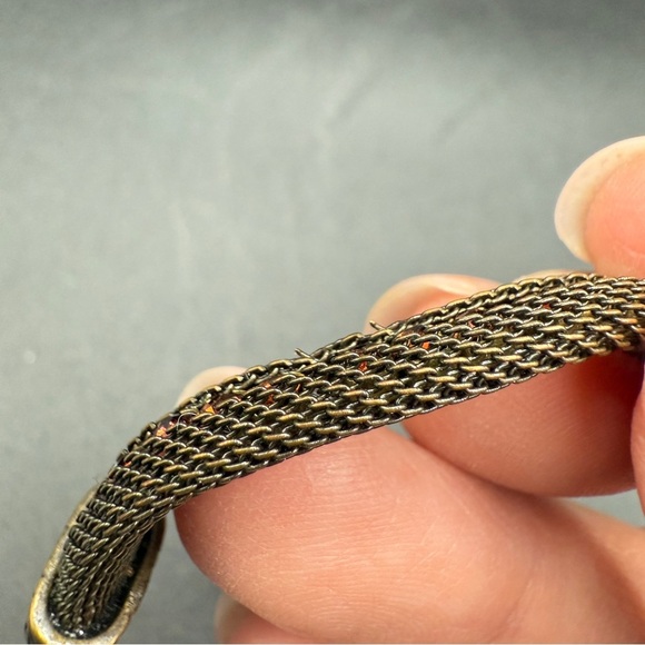 Vintage Romanesque Mesh Chain Bracelet with Sparkly Amber Rhinestones - Picture 11 of 16